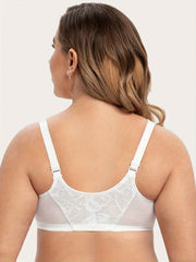 Floral Lace Front Closure Racer Back Underwire Bra