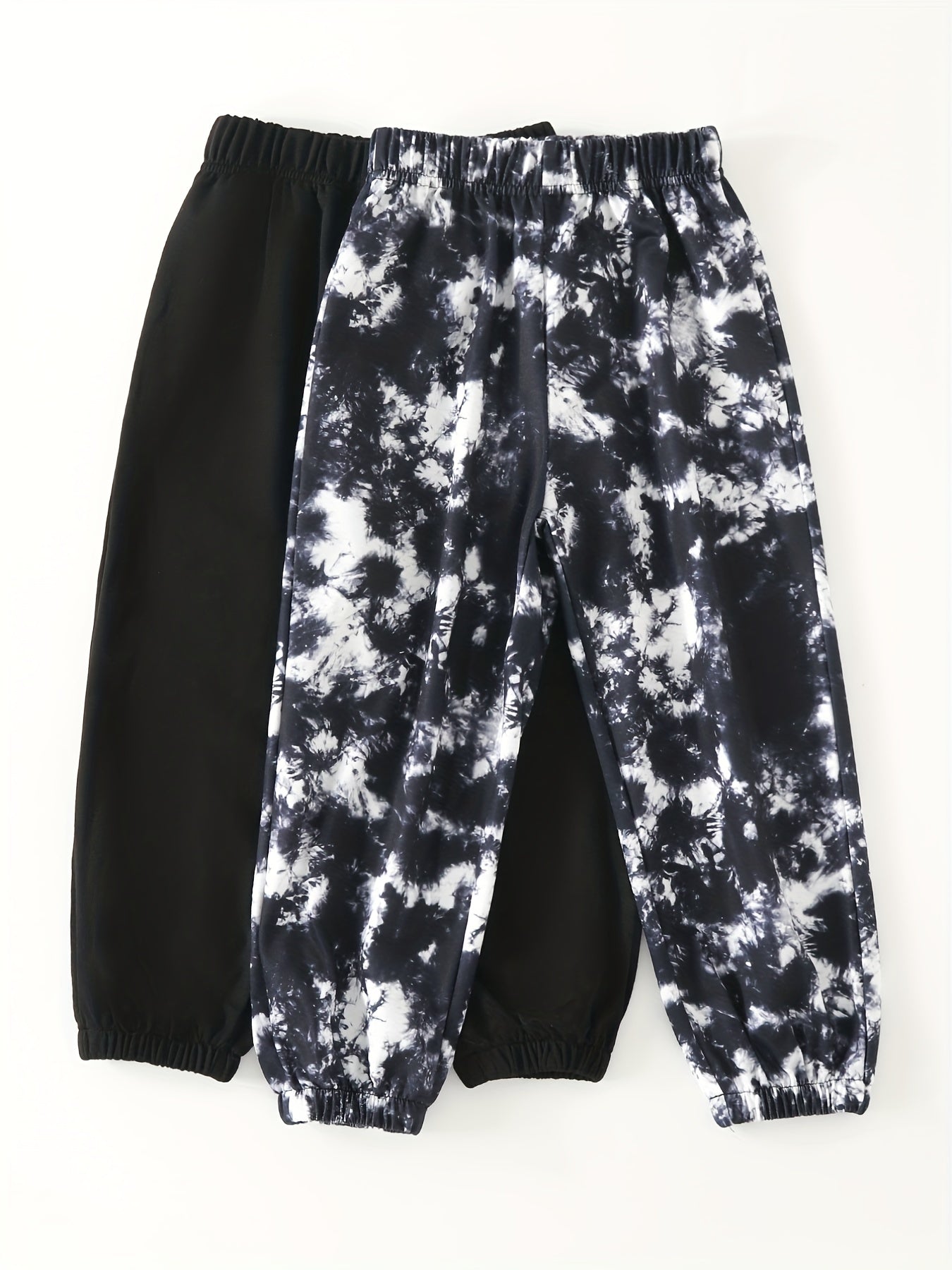 2pcs Boys Tie Dye Solid Long Pants for Spring/Autumn