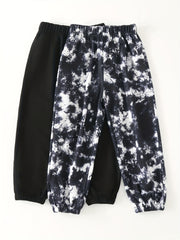 2pcs Boys Tie Dye Solid Long Pants for Spring/Autumn