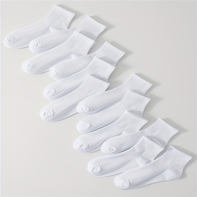 12 Pairs Solid Socks Women's Comfy & Breathable Stockings All match Hosiery