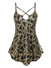 Geometric Print Cross Neck Cami Top