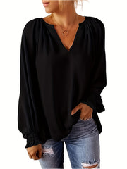 Solid Lantern Sleeve Tunic Top