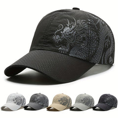 Chinese Dragon Print Baseball Cap Outdoor Quick Drying Sun Protection Hat