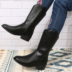 Women's Chunky Heel Western Embroidered Cowgirl Boots