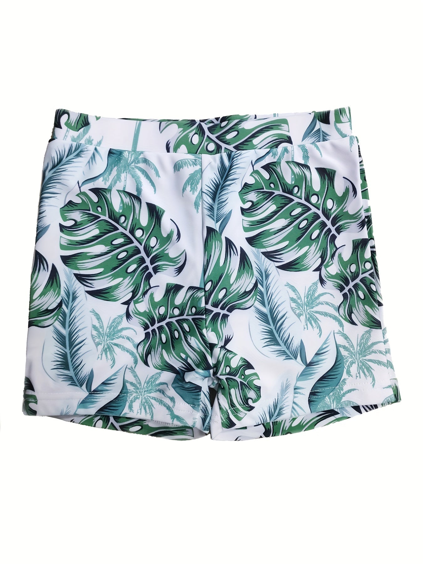 Boys Leaf Print Swim Trunks Quick Dry Beach Vacation Kids Clothes