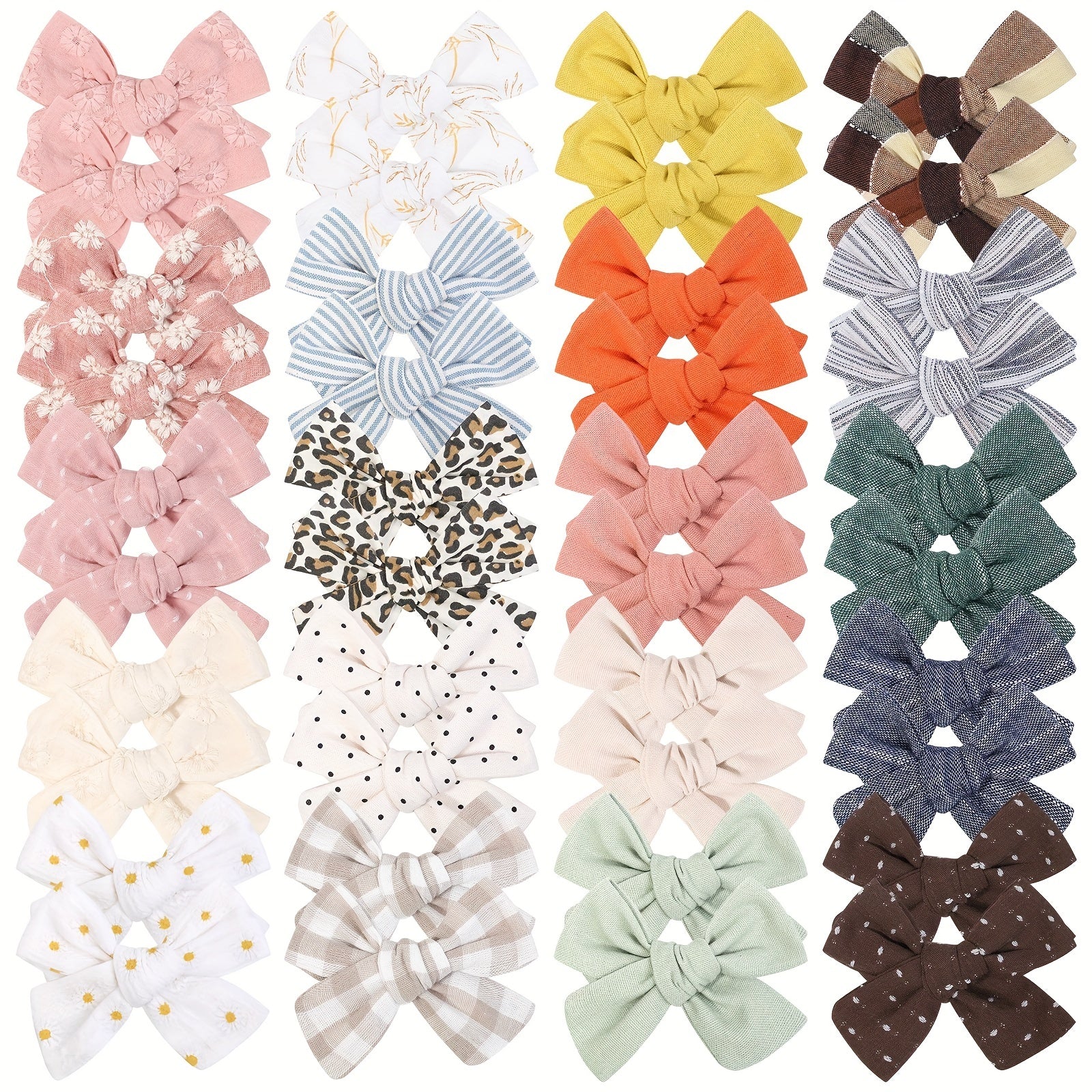 Plaid Bow Hair Clips for Baby Girls Embroidered Flowers Princess Accessories