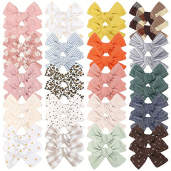Plaid Bow Hair Clips for Baby Girls Embroidered Flowers Princess Accessories