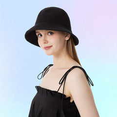 French Style Bucket Hat Solid Casual Sunshade Basin Hat