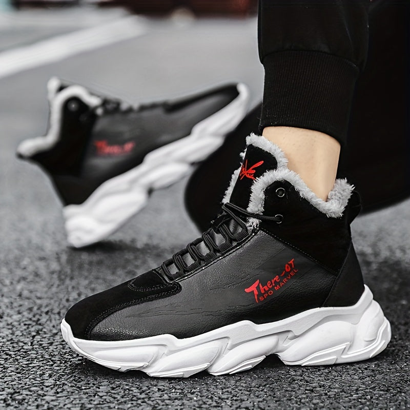 Men's Thermal Lace-Up Sneakers with Fuzzy Lining