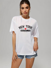 Women's Casual Short Sleeve Sports Top Letter Print Tee