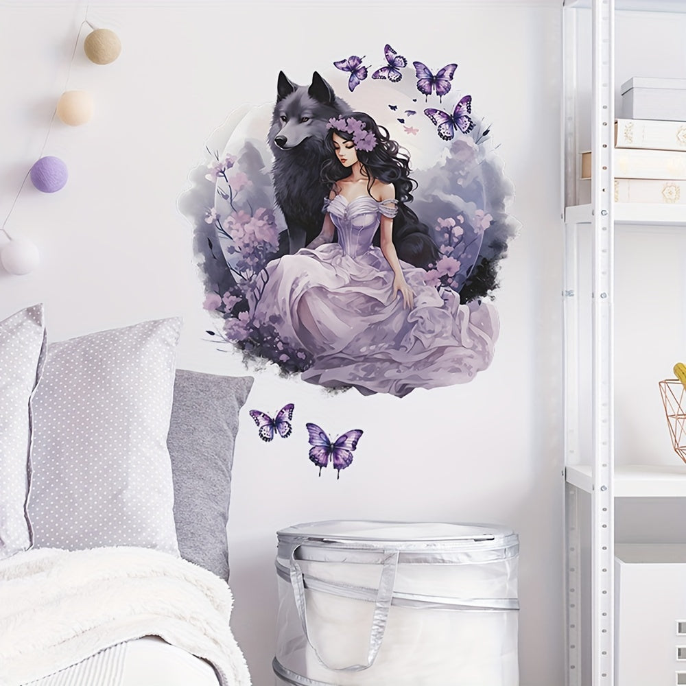 Princess Wolf Wall Decor Butterfly Removable Fairy Sticker