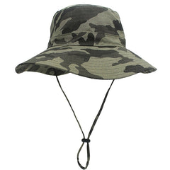 Men's Wide Brim Bucket Hat Sunscreen Benny Hat Camouflage Jungle Fishing Cowboy