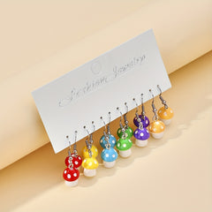 12pcs Small Mushroom Drop Earrings for Girls, Decorative Accessories Gift