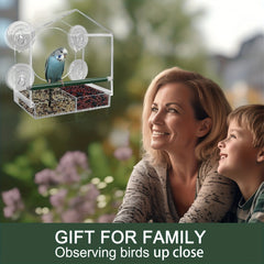 Window Bird Feeder w/ Strong Suction Cups - 3 Compartment Tray