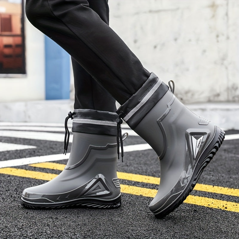 Men's PVC Rain Boots Slip On Waterproof Comfy Rain Shoes