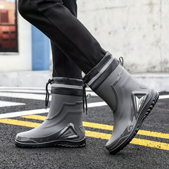 Men's PVC Rain Boots Adjustable Buckle Comfy Non Slip Shoes