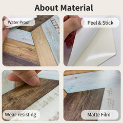 11pc Marble Wood Grain 3D Floor Sticker Hexagonal Tile Home Decor