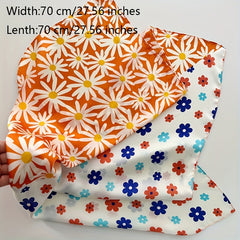 Daisy & Cartoon Flower Print Bandana Scarf Shawl Wrap Gift For Mother