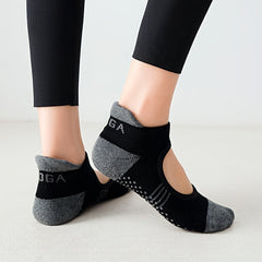 Letter Graphic Stripe Yoga Socks Anti-slip Athletic Ankle Socks