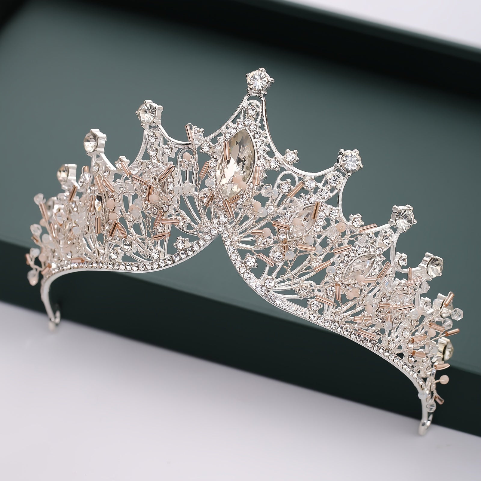 Golden Rhinestone Crown Headband Wedding Bride Hair Tiara