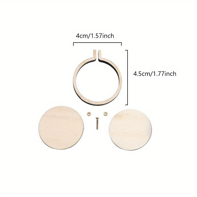 1pc Wooden Mini Small Embroidery Stretch Fixed Frame Round Oval Photo Frame
