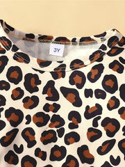 2pcs Toddler Girls Leopard Top & Pants Set