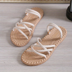 Women's Cross Strap Sandals Flat Lightweight Beach Sandals