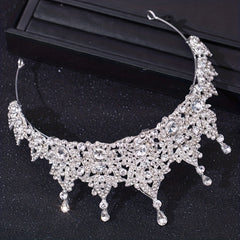 Baroque Crystal Bridal Head Jewelry Set Rhinestone Tiara Crown Earring Necklace