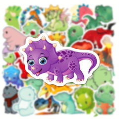 50 Cartoon Dinosaur Series Graffiti Stickers for Various Surfaces
