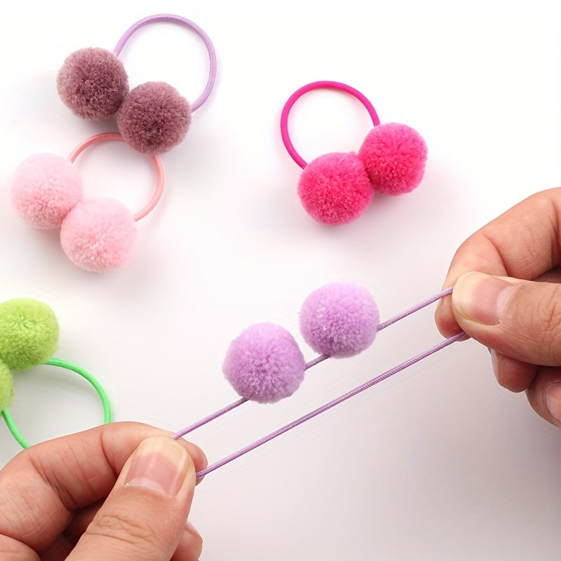 2pcs Ball Hair Ties Bands Headwear for Girls