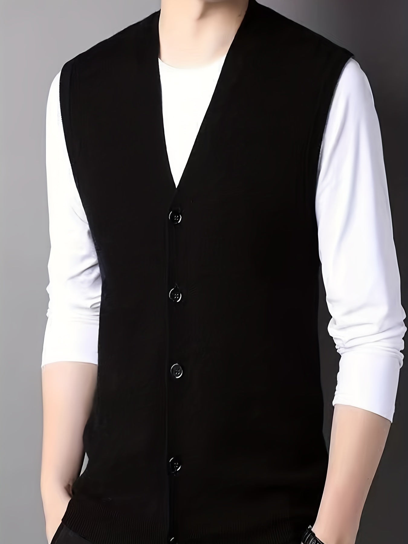 Vintage Style V Neck Button Up Cardigan Vest for Men
