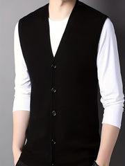 Vintage Style V Neck Button Up Cardigan Vest for Men