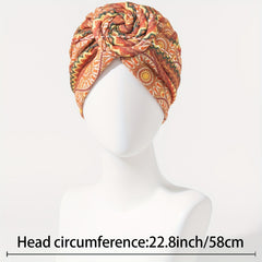 Yellow Boho Floral Twist Turban Cap Pre Tied Bonnet Women Headwrap