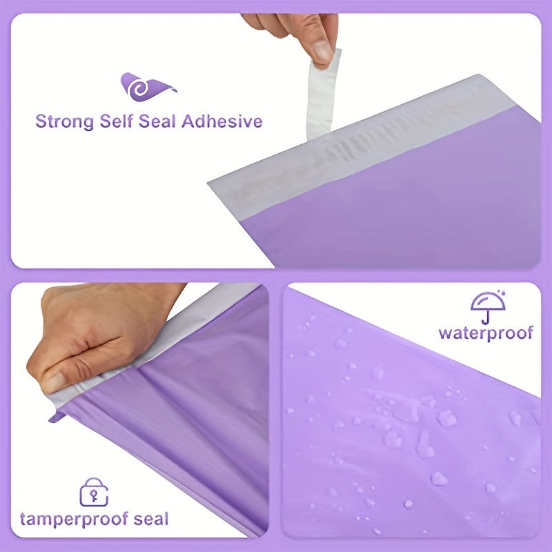 100pcs Purple Poly Mailers Self sealing Bags for Envelopes, Books, Clothing