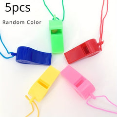 10pcs Mini Plastic Whistles with Lanyard for Sports and Parties
