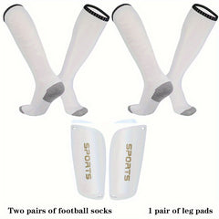 2 Pairs Football Training Socks & Leg Pads Sports Protective Gear