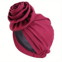 Satin Lined Turban Cap Double Layer Head Wrap Elastic Bonnet Chemo Hats