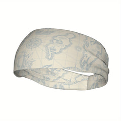 Vintage Nautical Map Headband, Compass Illustrations, Sports & Casual Wear