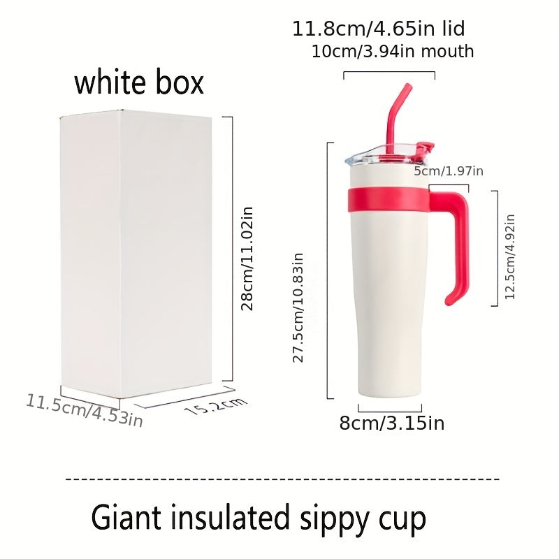 1200ml Stainless Steel Vacuum Cup With Handle, Leakproof, Straw, Outdoor Sports