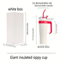 1200ml Stainless Steel Vacuum Cup With Handle, Leakproof, Straw, Outdoor Sports