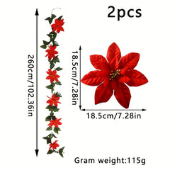 2pcs Artificial Christmas Rattan Red Decoration