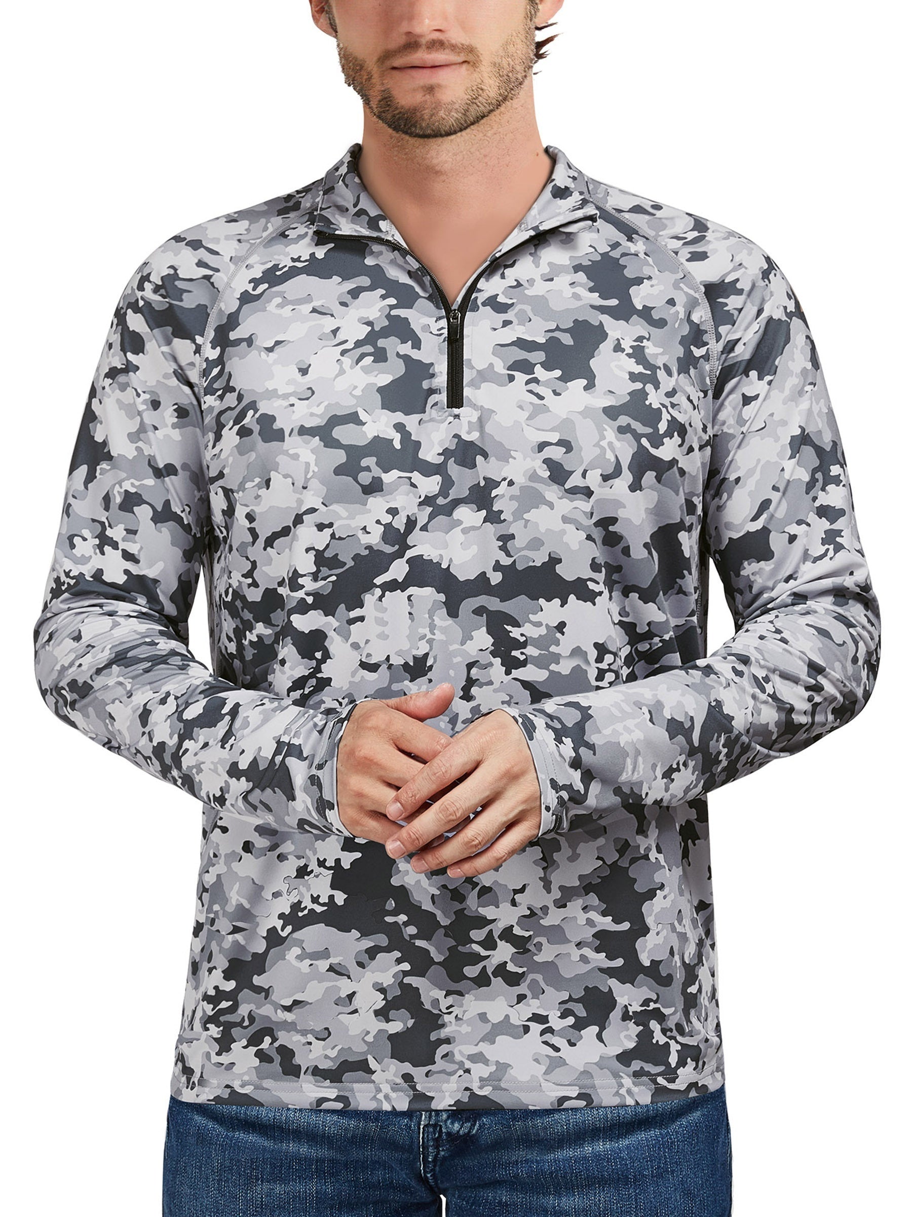 Men's Camo UPF 50 Sun Shirt Long Sleeve Quick Dry for Fishing