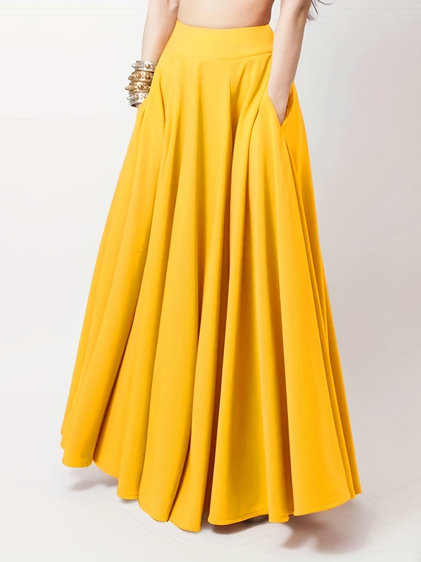 High Waist Pleated Maxi Skirt