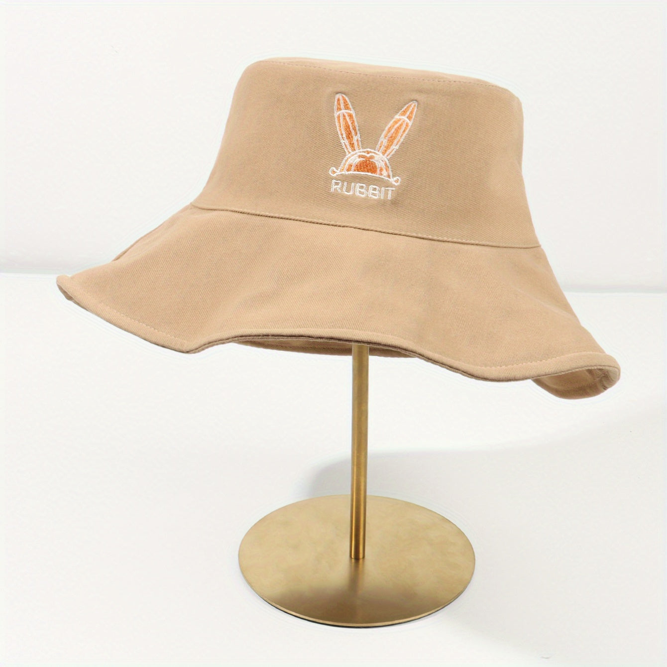 Easter Rabbit Embroidery Bucket Hat Wide Brim Candy Sun Hat Bunny Sunscreen Basi