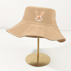 Easter Rabbit Embroidery Bucket Hat Wide Brim Candy Sun Hat Bunny Sunscreen Basi