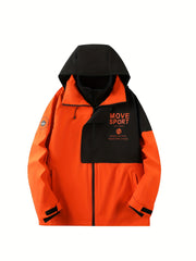 Men's 3 In 1 Block Casual Outdoor Zip Hooded Windbreaker Jacket