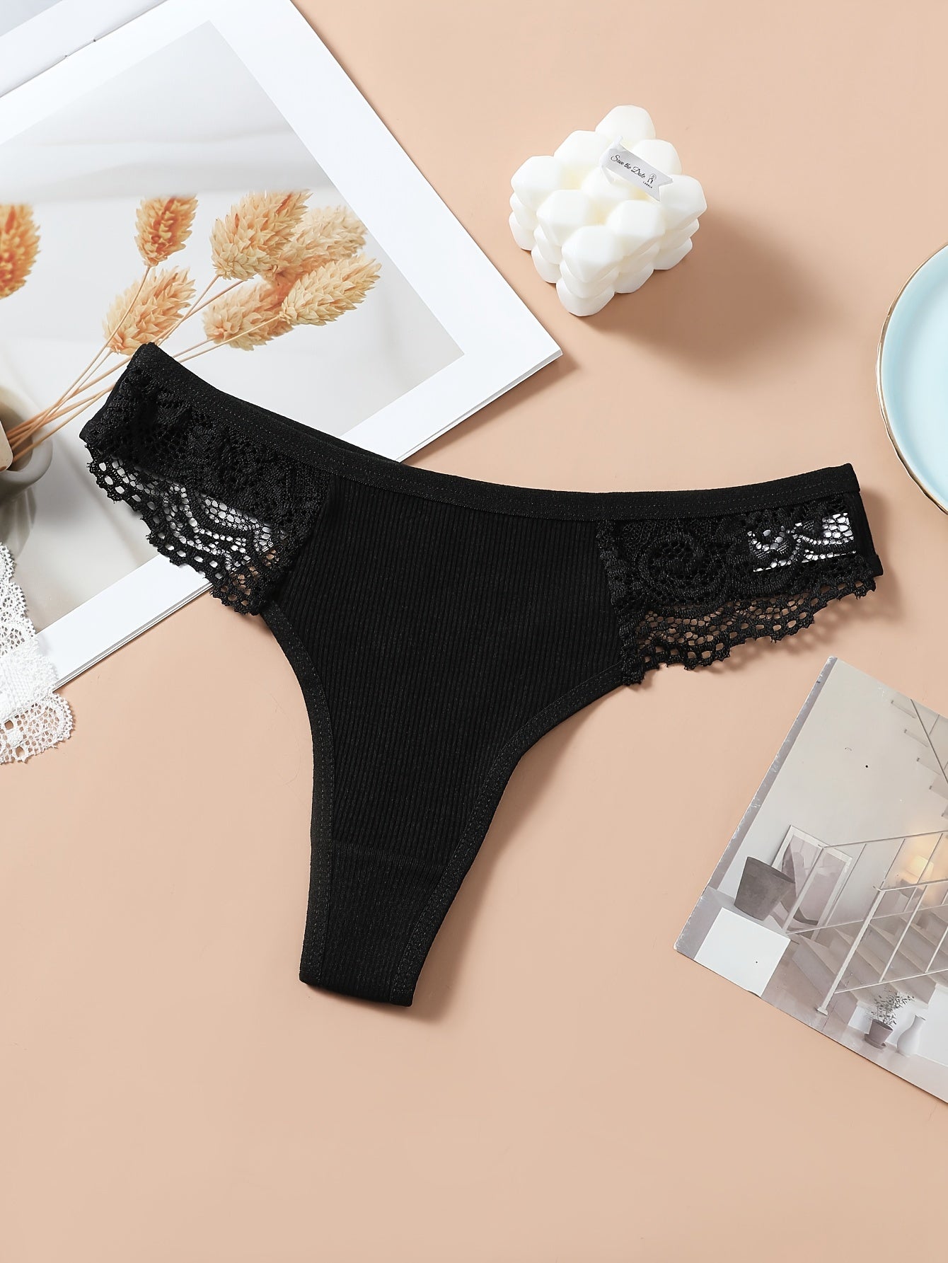 5 Pcs Lace Thongs Soft & Comfy Intimates Panties Women's Lingerie