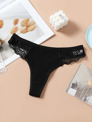 5 Pcs Lace Thongs Soft & Comfy Intimates Panties Women's Lingerie