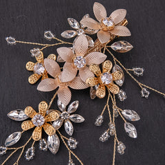 Crystal Alloy Golden Leaf Hair Clip Bridal Wedding Accessories