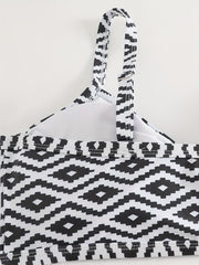 Vacay Bikini Set Argyle Print Padded Bra & Crisscross Panty 2 Piece